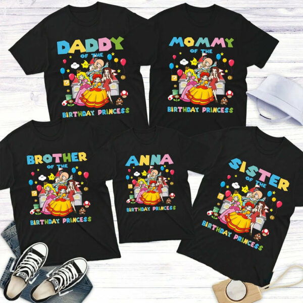 Personalized Princess Peach Birthday Family Matching Shirt