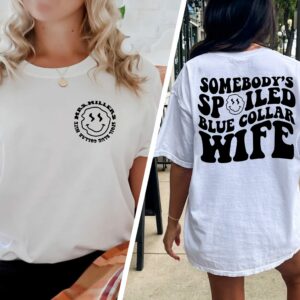 Personalized Spoiled Blue Collar Wife Mom Shirt