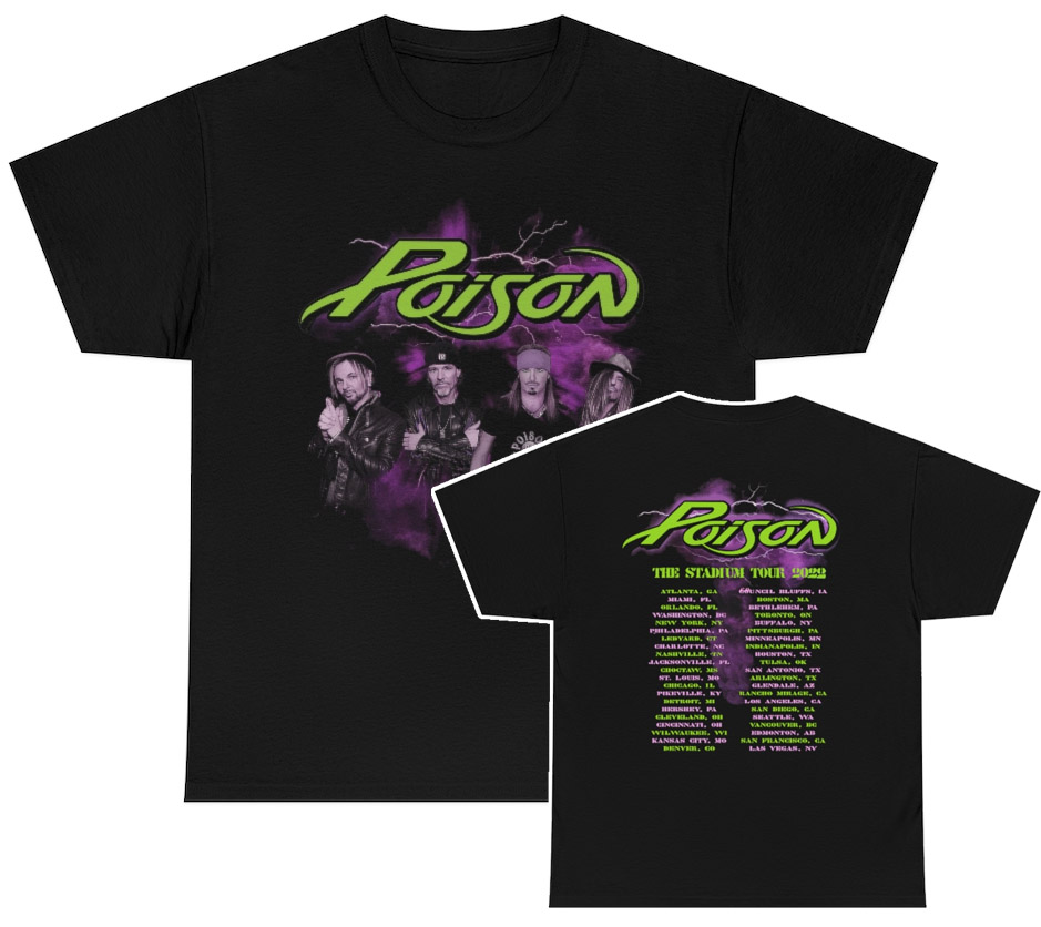 Poison The Stadium Tour 2022 Purple Smoke With Band Photo Shirt Poison The Stadium Tour 2022 Purple Smoke With Band Photo Shirt