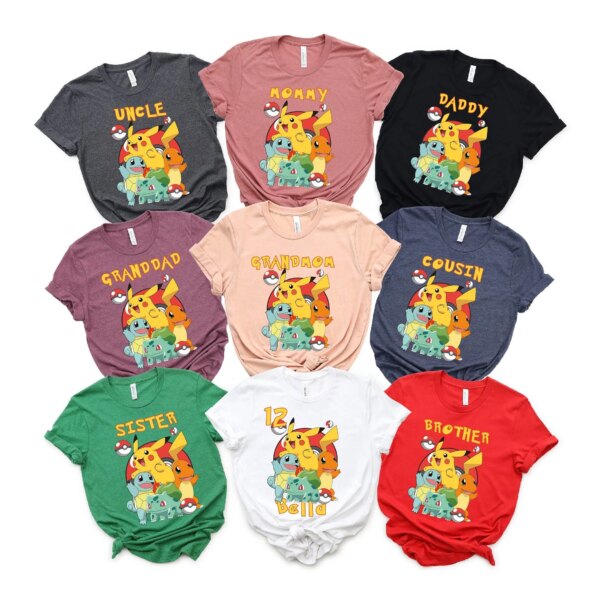 Pokemon Matching Birthday Shirts For Family