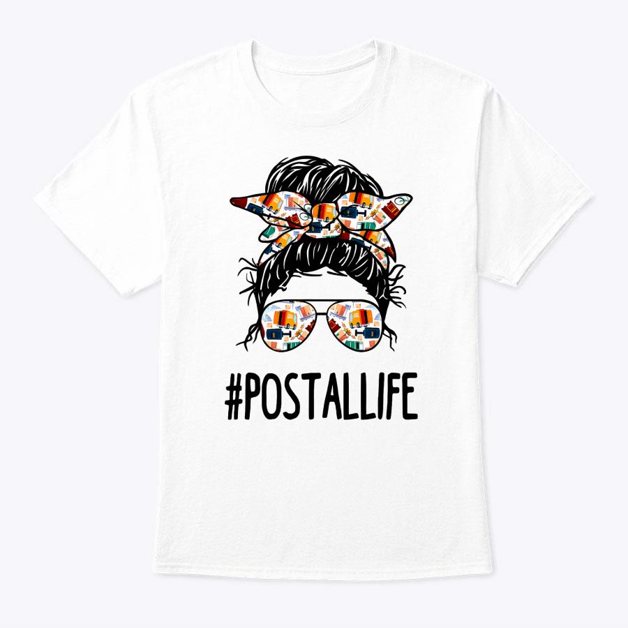 Postallife Messy Bun Mail Carrier Postal Worker Mailwoman T-Shirt