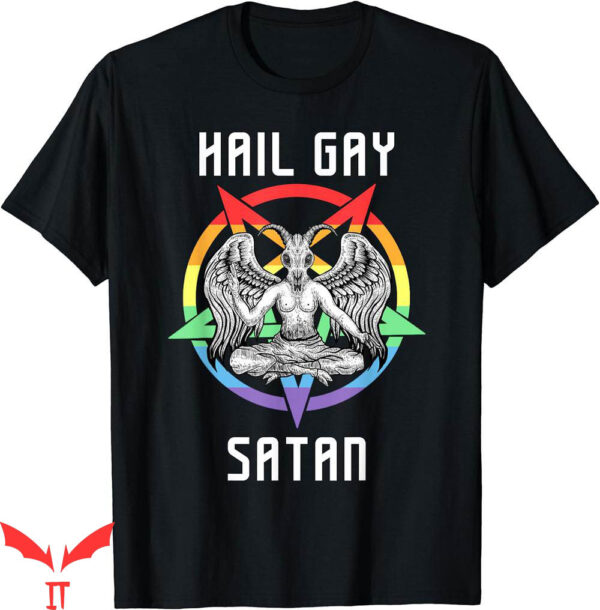 Pride Month Demon T-Shirt Funny Hail Satan Goth Gay Baphomet