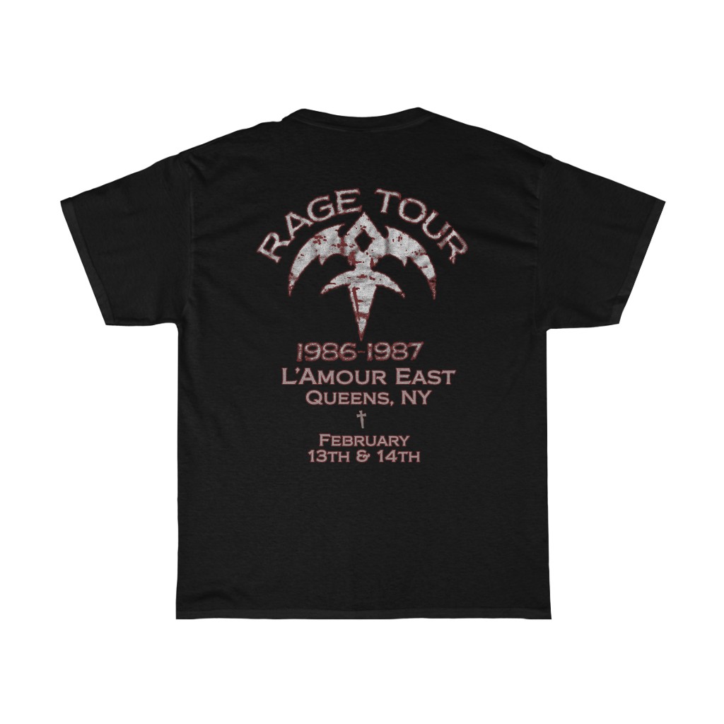 Queensryche 1986-87 Rage Tour L'Amour East NYC Feb 13th & 14th Custom Event Shirt Queensryche 1986-87 Rage Tour L'Amour East NYC Feb 13th & 14th Custom Event Shirt