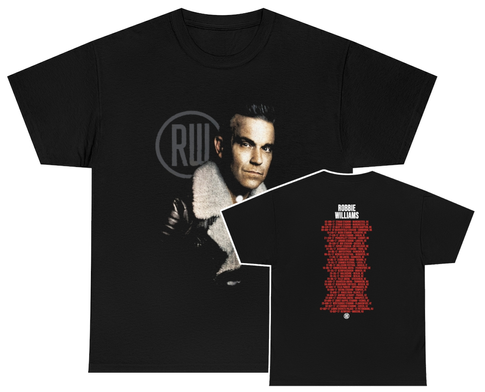 Robbie Williams 2017 The Heavy Entertainment Show Photograph Tour Shirt Robbie Williams 2017 The Heavy Entertainment Show Photograph Tour Shirt