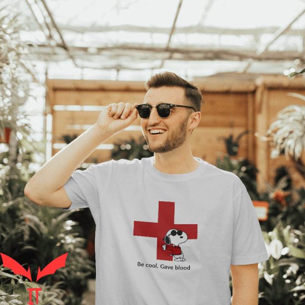 Snoopy Red Cross T-Shirt Blood Donor Give Donation Tee