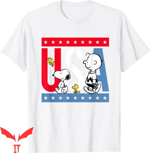 Snoopy Red Cross T-Shirt Peanuts America Red White And Blue