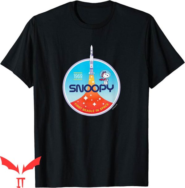 Snoopy Red Cross T-Shirt Peanuts Rocket Launch Beagle Space