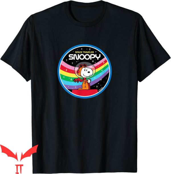 Snoopy Red Cross T-Shirt Peanuts Round Rainbow Space Badge