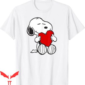 Snoopy Red Cross T-Shirt Peanuts Valentine Hugging Heart