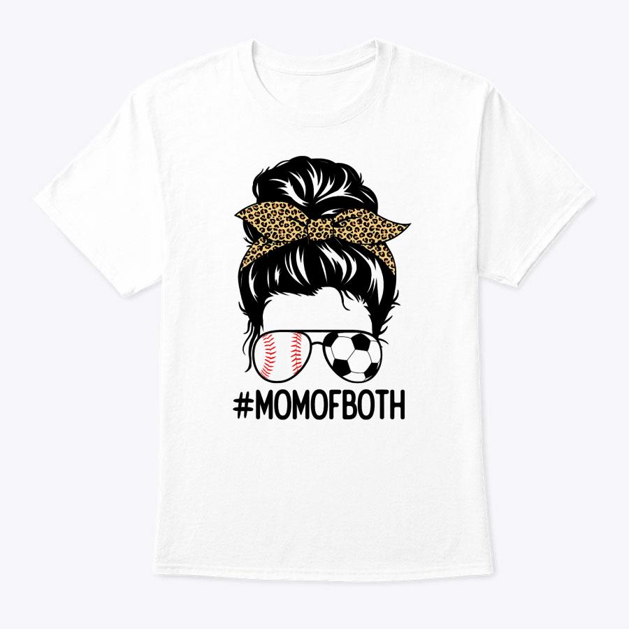 Soccer Baseball Mom Of Both Messy Bun Leopard Mother's Day T-Shirt Soccer Baseball Mom Of Both Messy Bun Leopard Mother's Day T-Shirt