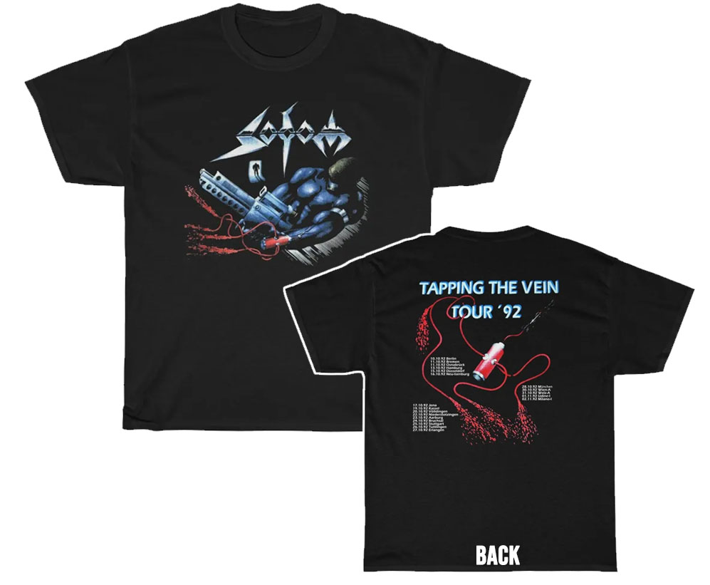Sodom 1992 Tapping The Vein EuropeanTour Shirt Sodom 1992 Tapping The Vein EuropeanTour Shirt