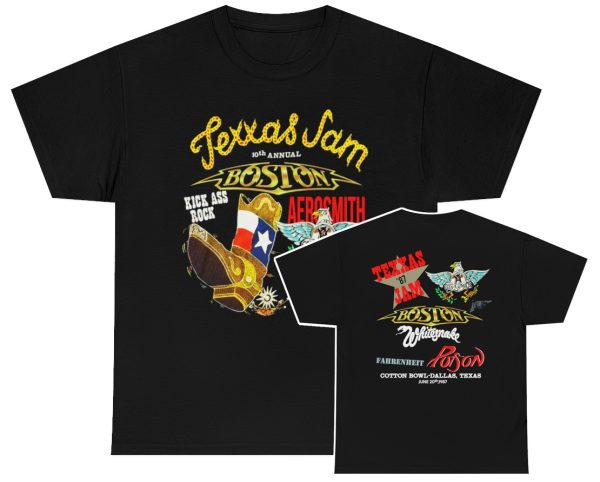 Texxas Jam 1987 Texxas Jam Aerosmith Boston Whitesnake Fahrenheit Poison Event T-Shirt