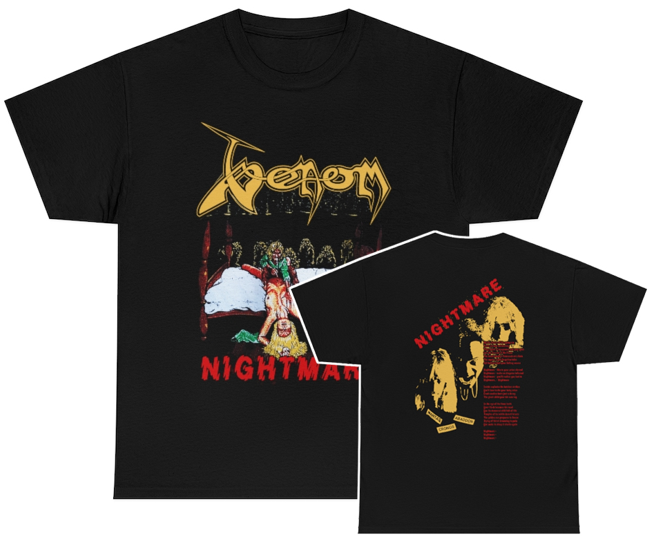 Venom Nightmare Cover with Lyrics on Back Shirt Venom Nightmare Cover with Lyrics on Back Shirt