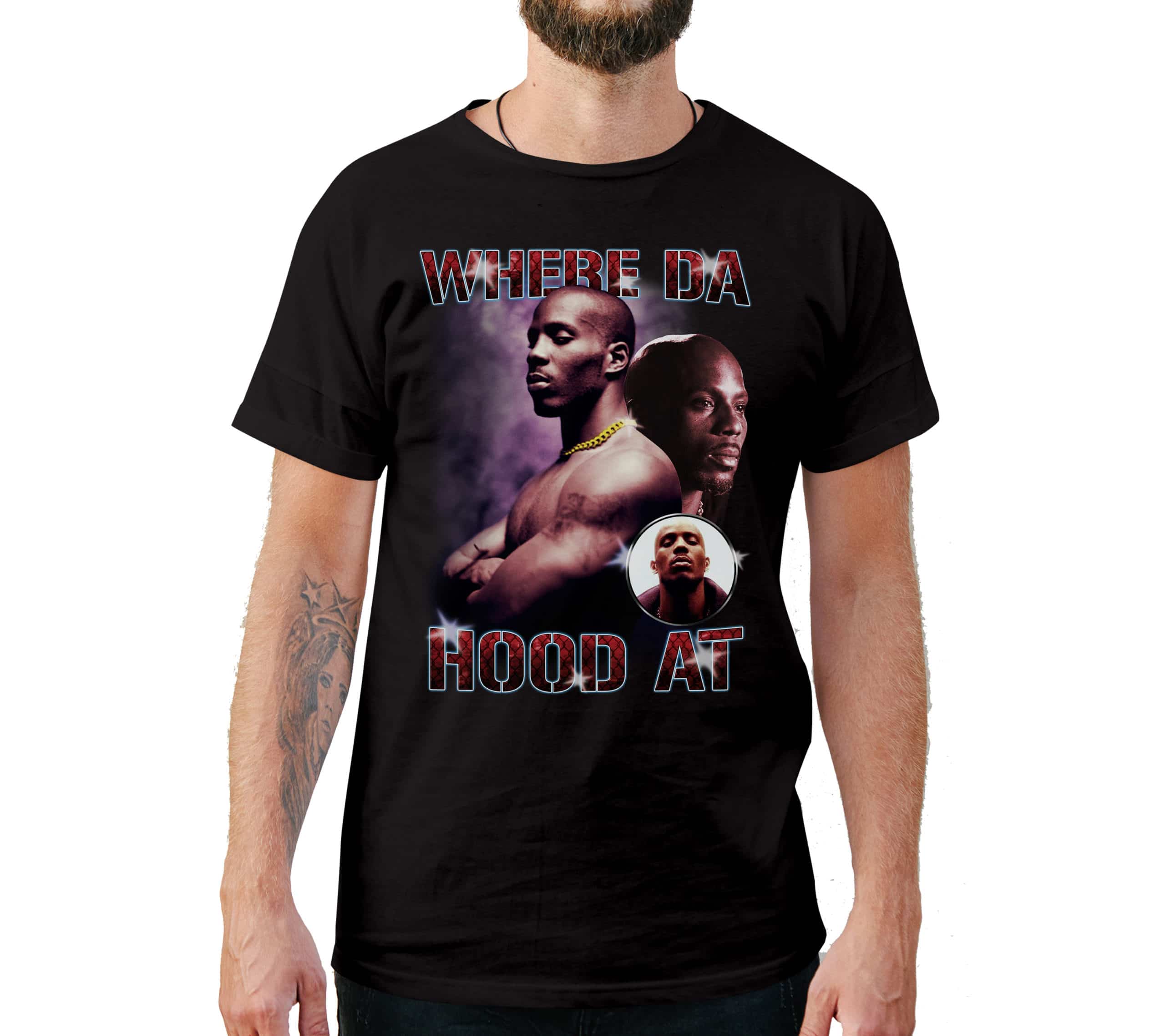 Where Da Hood At DMX Vintage Style T-Shirt Where Da Hood At DMX Vintage Style T-Shirt