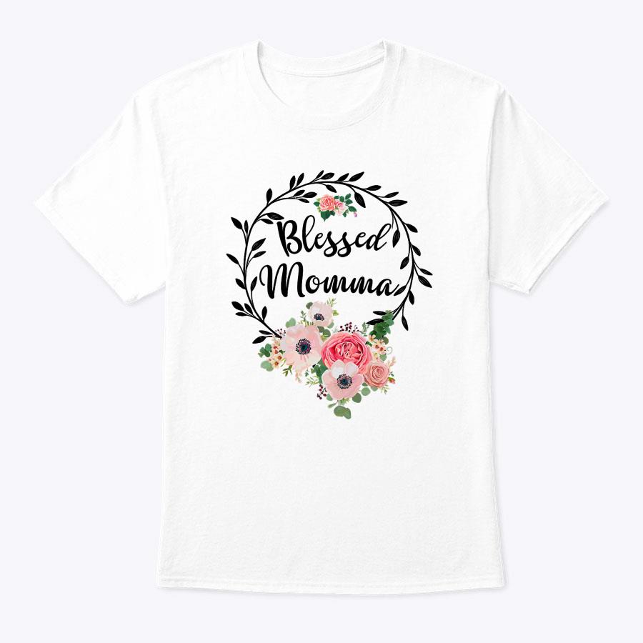 Womens Blessed Momma Floral Mom Decoration T-Shirt (1) Womens Blessed Momma Floral Mom Decoration T-Shirt (1)