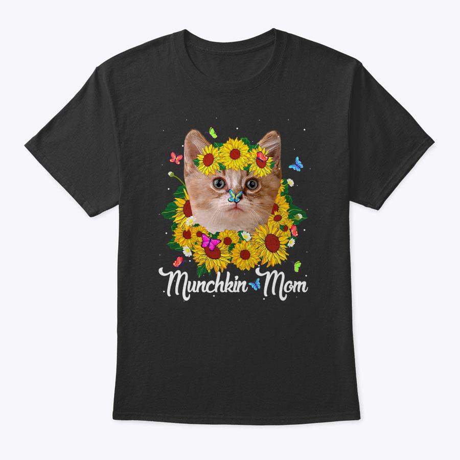 Womens Cute Munchkin Mom Sunflower Cat Mom Mother's Day T-Shirt Womens Cute Munchkin Mom Sunflower Cat Mom Mother's Day T-Shirt