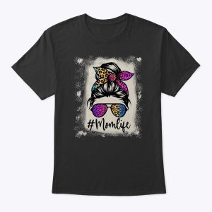 Womens Mom Life Bleached Rainbow Leopard Shirt Mama Mother T-Shirt