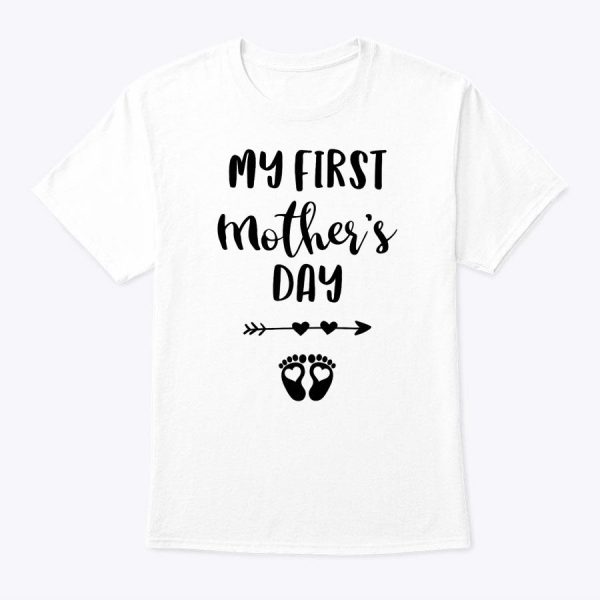 Womens My First Mother’s Day Pregnancy Announcement Pregnant Mom T-Shirt