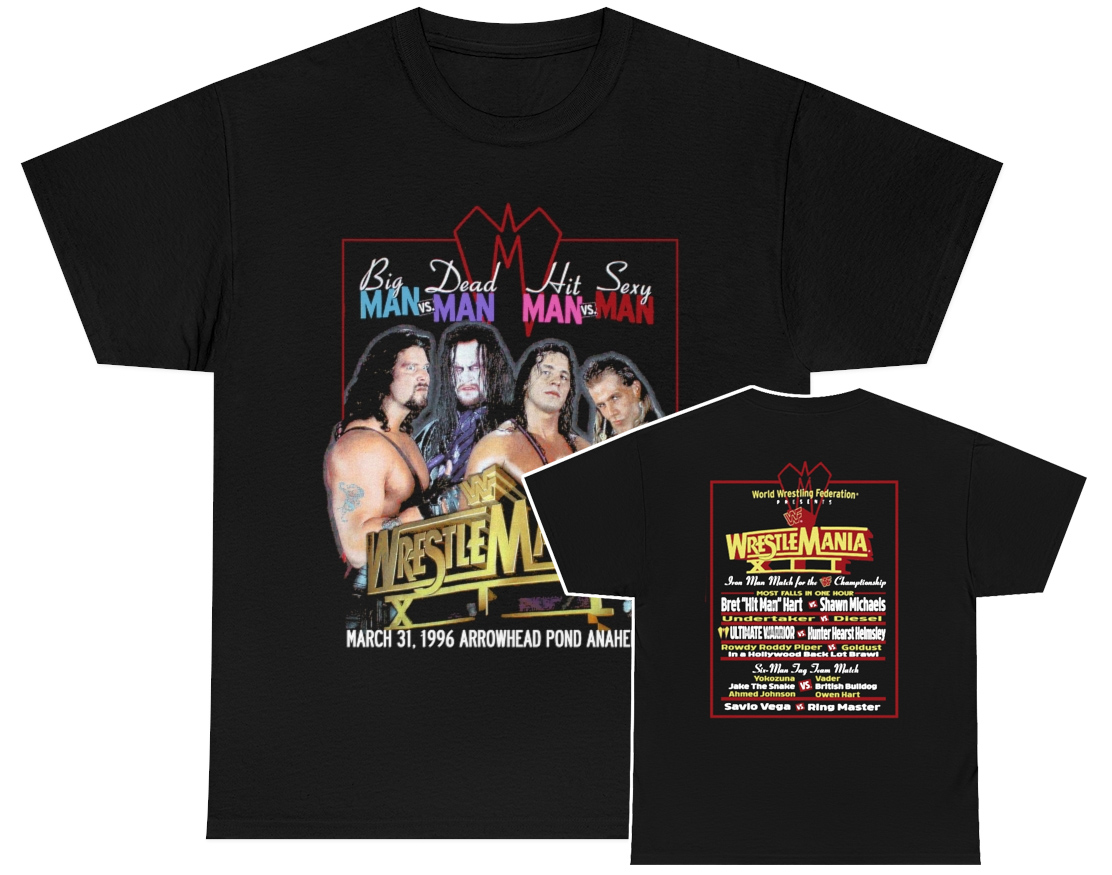 Wrestlemania XII Match Card Lineup Event Shirt Wrestlemania XII Match Card Lineup Event Shirt