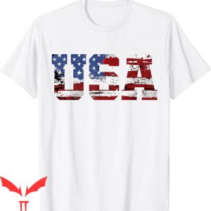 4th Of July T-Shirt Flag USA Letters Independence Day