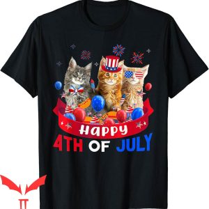 4th Of July T-Shirt Happy Independence Day Three Cats