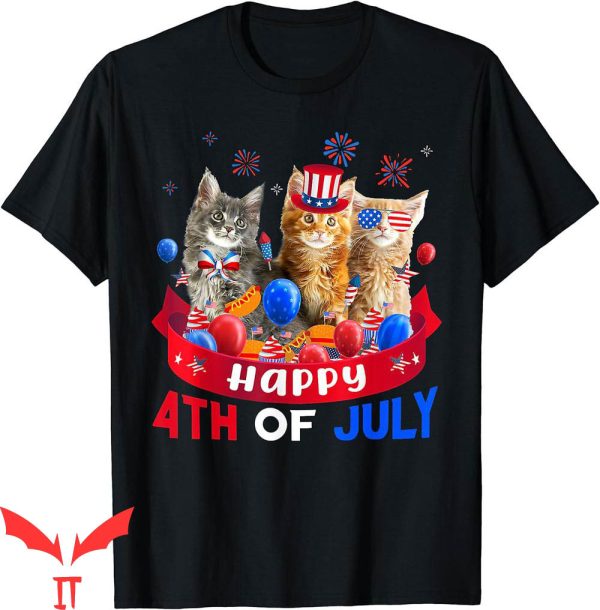 4th Of July T-Shirt Happy Independence Day Three Cats
