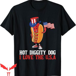 4th Of July T-Shirt Hot Diggity Dog I Love USA Happy Hotdog