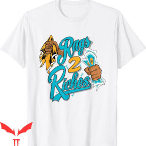 Aqua 5s T-Shirt Rag 2 Riches Blue And Yellow Matching Tee