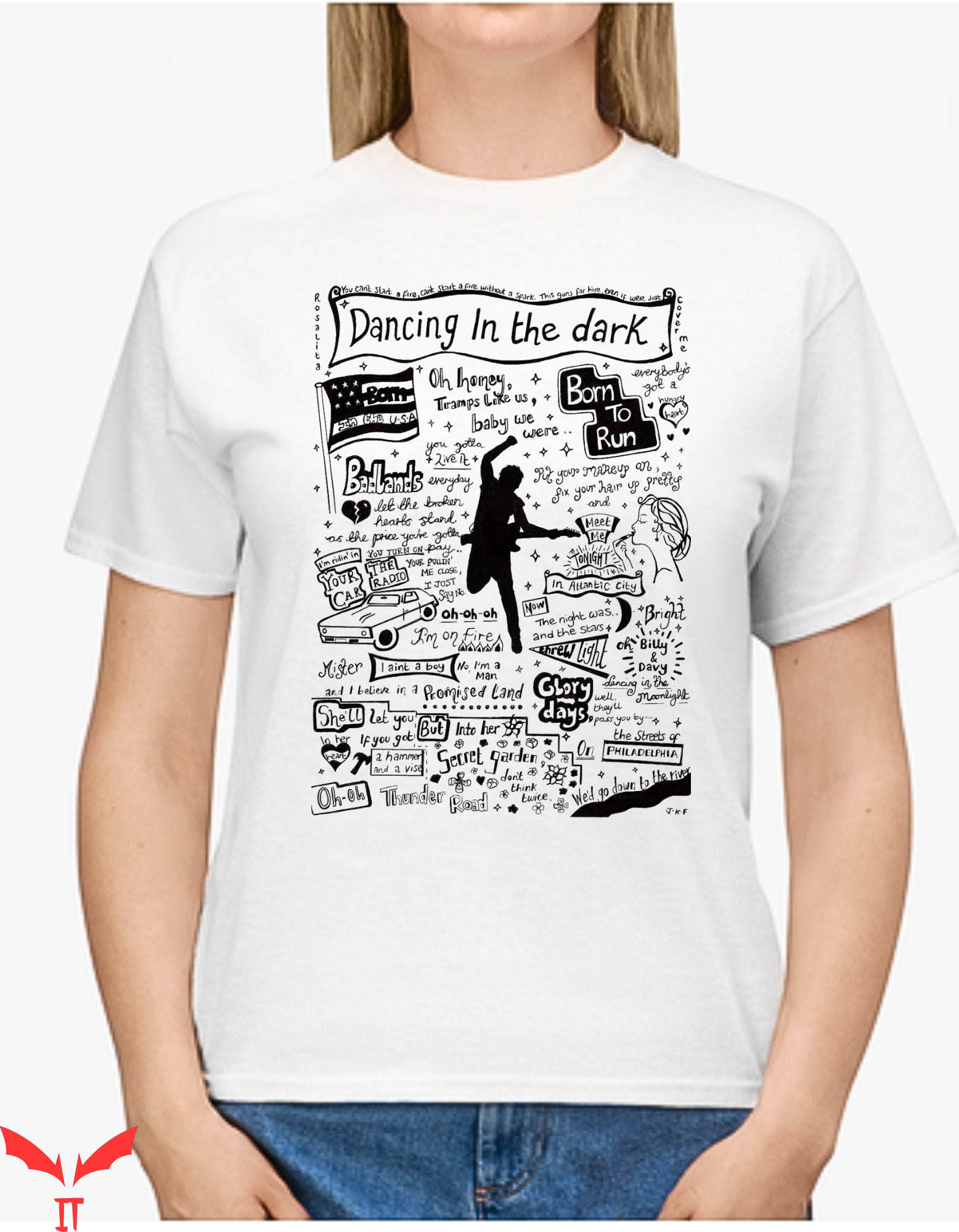 Bruce Springsteen T-Shirt Lyrics Artwork Fan Song Cover Bruce Springsteen T-Shirt Lyrics Artwork Fan Song Cover