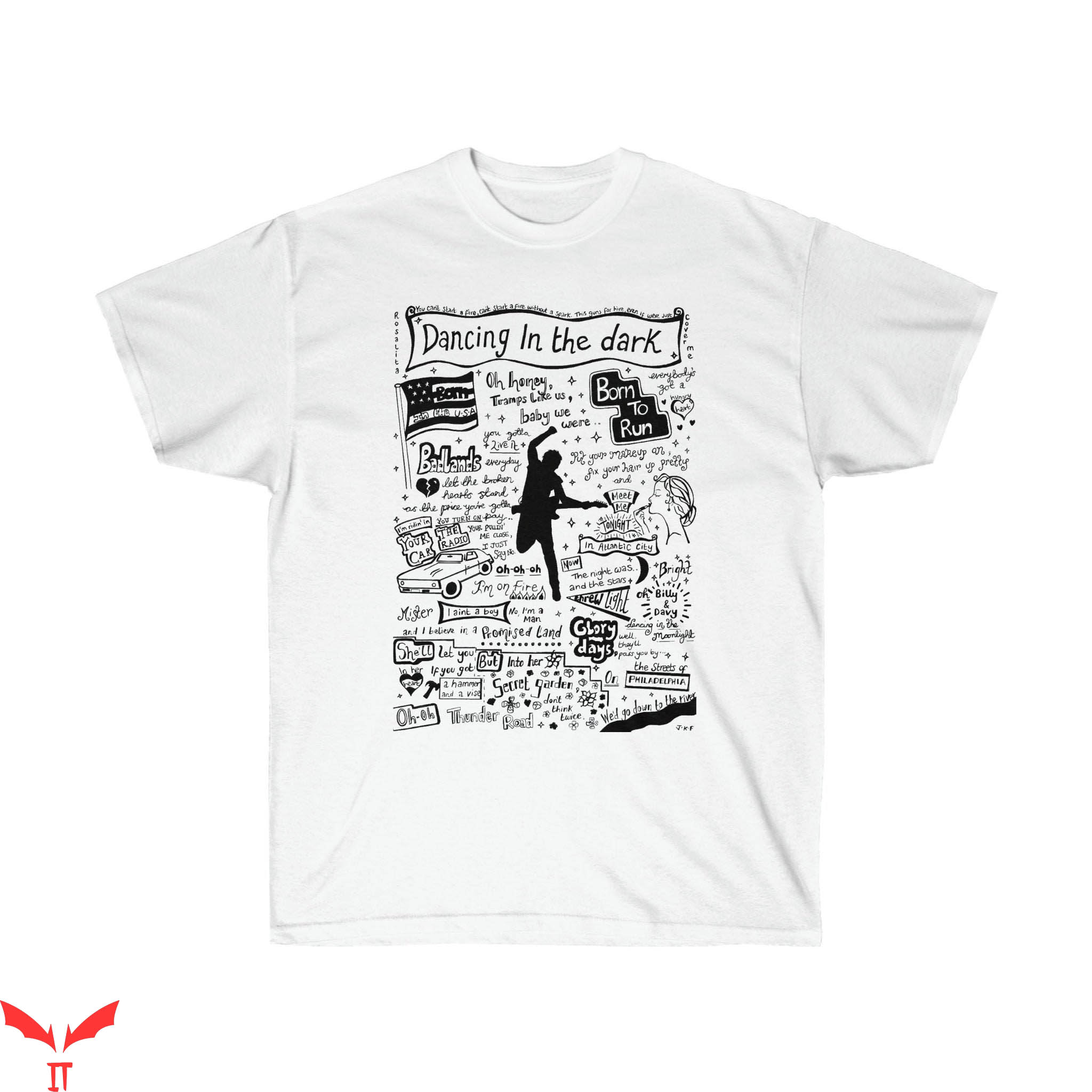Bruce Springsteen T-Shirt Lyrics Artwork Fan Song Cover Bruce Springsteen T-Shirt Lyrics Artwork Fan Song Cover