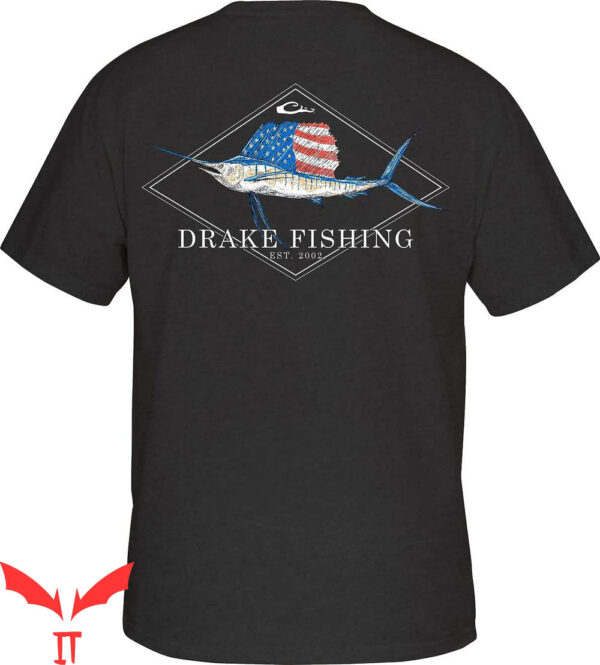 Drake Waterfowl T-Shirt DPF Patriotic Sail On The Back