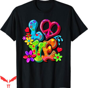 Flower Power T-Shirt Retro Hippy Groovy Love Peace Heart