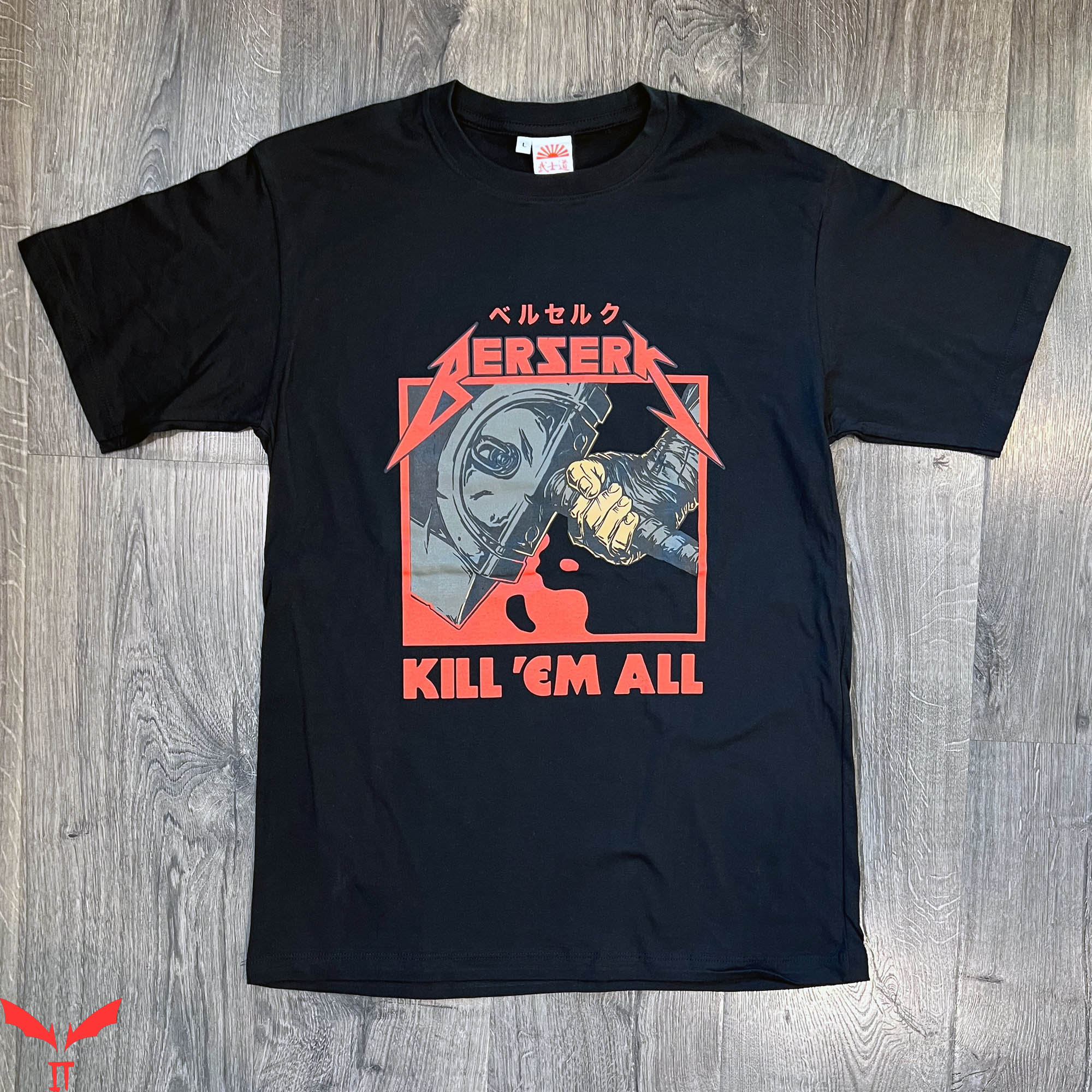 Kill Em All T-Shirt Japan Berserk Manga Musician Guitar Kill Em All T-Shirt Japan Berserk Manga Musician Guitar
