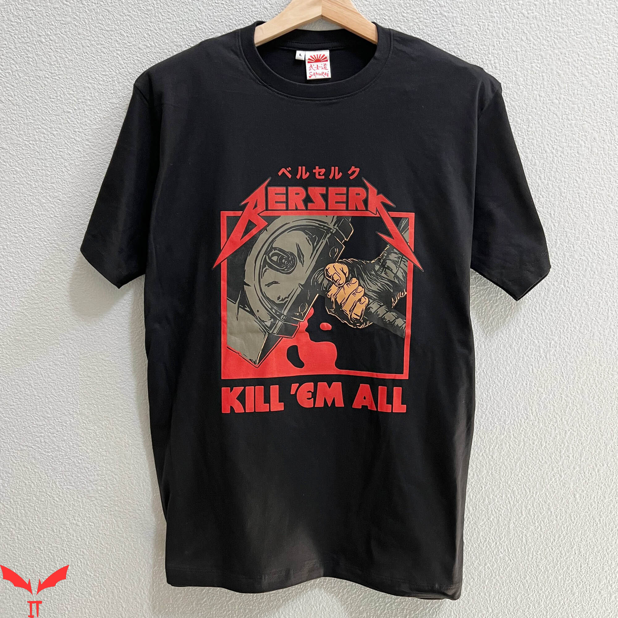 Kill Em All T-Shirt Japan Berserk Manga Musician Guitar Kill Em All T-Shirt Japan Berserk Manga Musician Guitar
