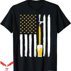 Miller Lite Vintage T-Shirt Craft Beer Flag USA July Brewery