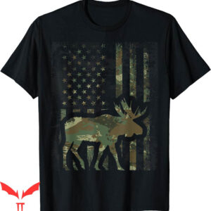 Mossy Oak T-Shirt Camo American Flag Moose Hunting Gift For