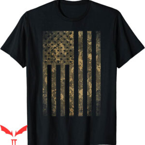 Mossy Oak T-Shirt Camouflage American Flag Print Camo