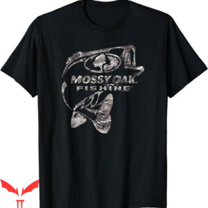 Mossy Oak T-Shirt Fishing Bass Open Water Classic Grey Logo