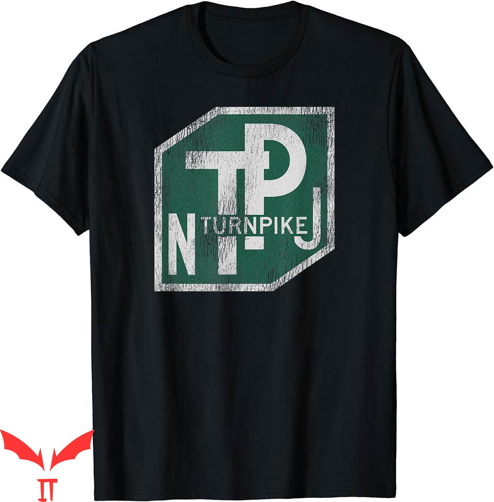 New Jersey Devils T-Shirt Distresse Turnpike State Road Sign New Jersey Devils T-Shirt Distresse Turnpike State Road Sign