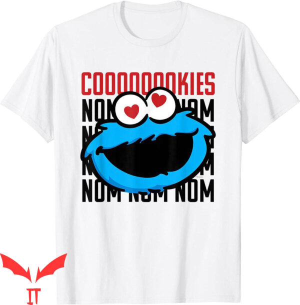 Red Cookies T-Shirt Sesame Street Cookie Monster Biscuit