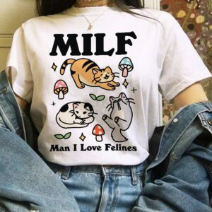 Retro Feline Funny MILF Cat Cottagecore Girlfriend Shirt