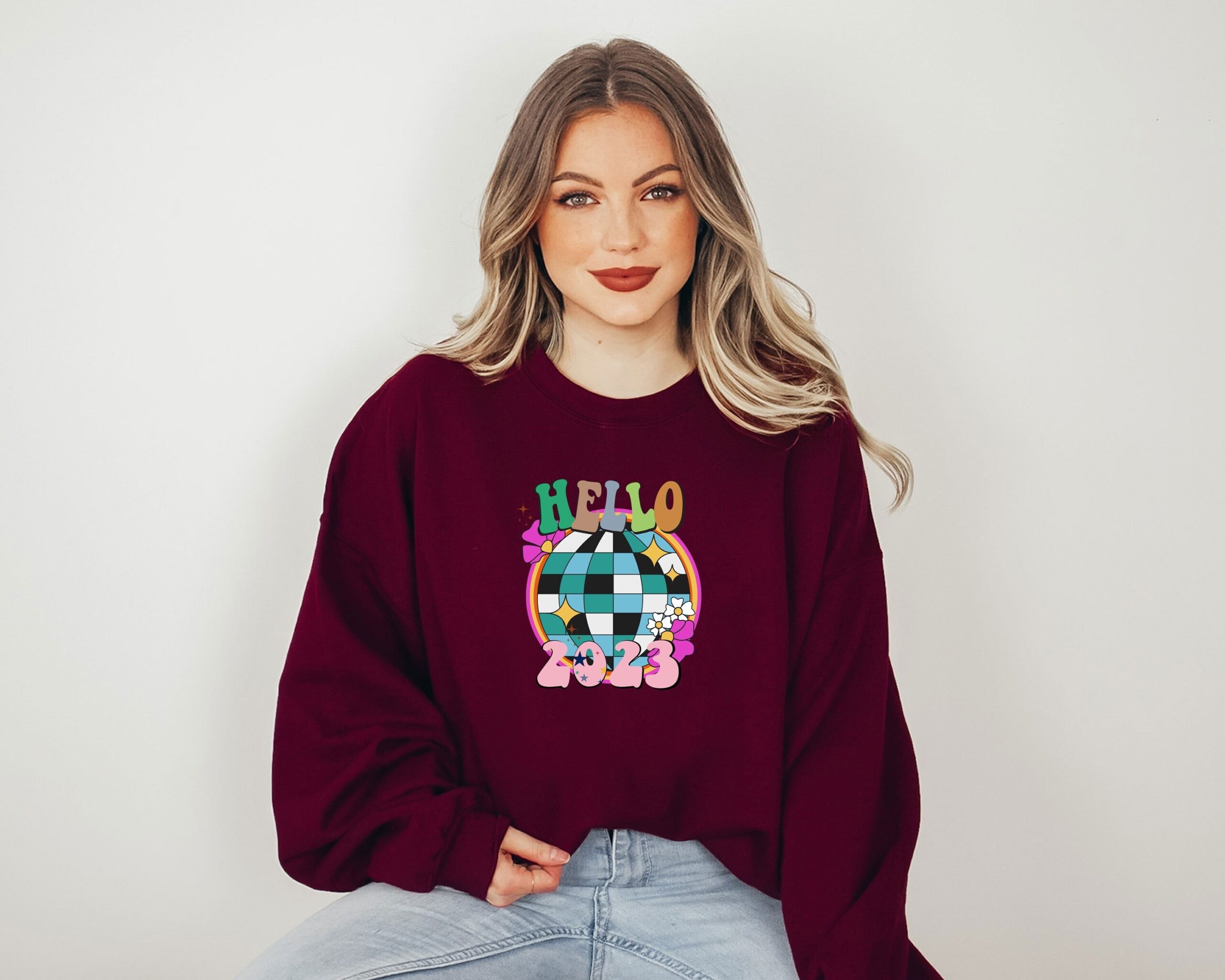 Retro Hello 2023 New Year Sweatshirt Shirt Retro Hello 2023 New Year Sweatshirt Shirt