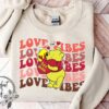 Retro Love Vibes Cute Pooh Bee Mine Valentines Day Shirt