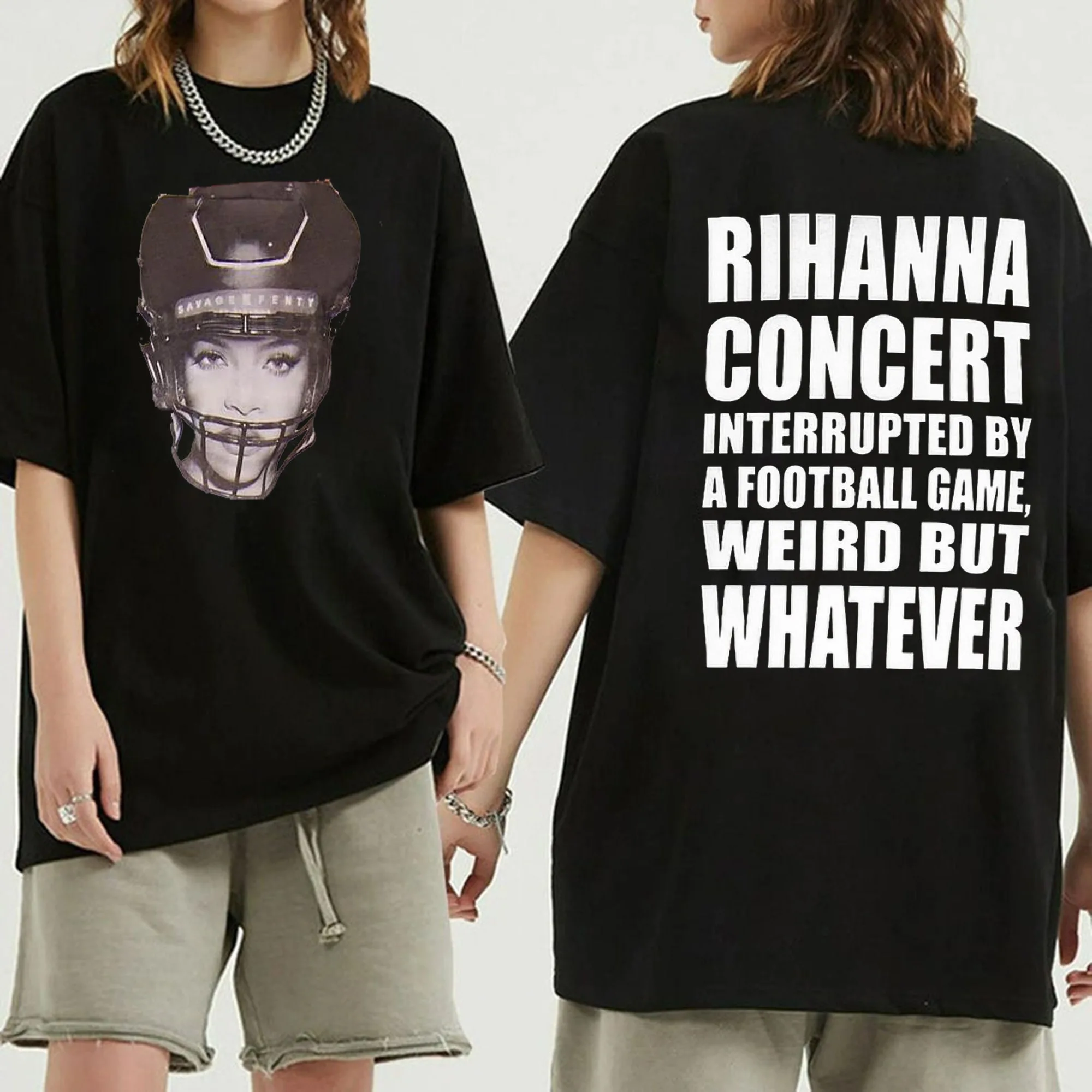 Rihanna 2 Sides Concert Interrupted By A Football Game Supper Bowl Shirt Rihanna 2 Sides Concert Interrupted By A Football Game Supper Bowl Shirt