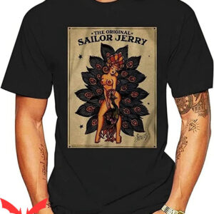 Sailor Jerry T-Shirt Rum Inspired Tattoo Lady Peacock