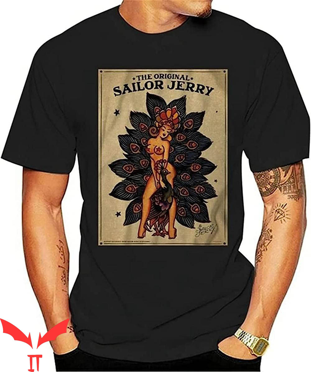 Sailor Jerry T-Shirt Rum Inspired Tattoo Lady Peacock Sailor Jerry T-Shirt Rum Inspired Tattoo Lady Peacock