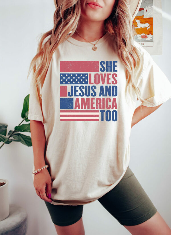She Loves Jesus And America Too 4th Of July Independence Day Shirt