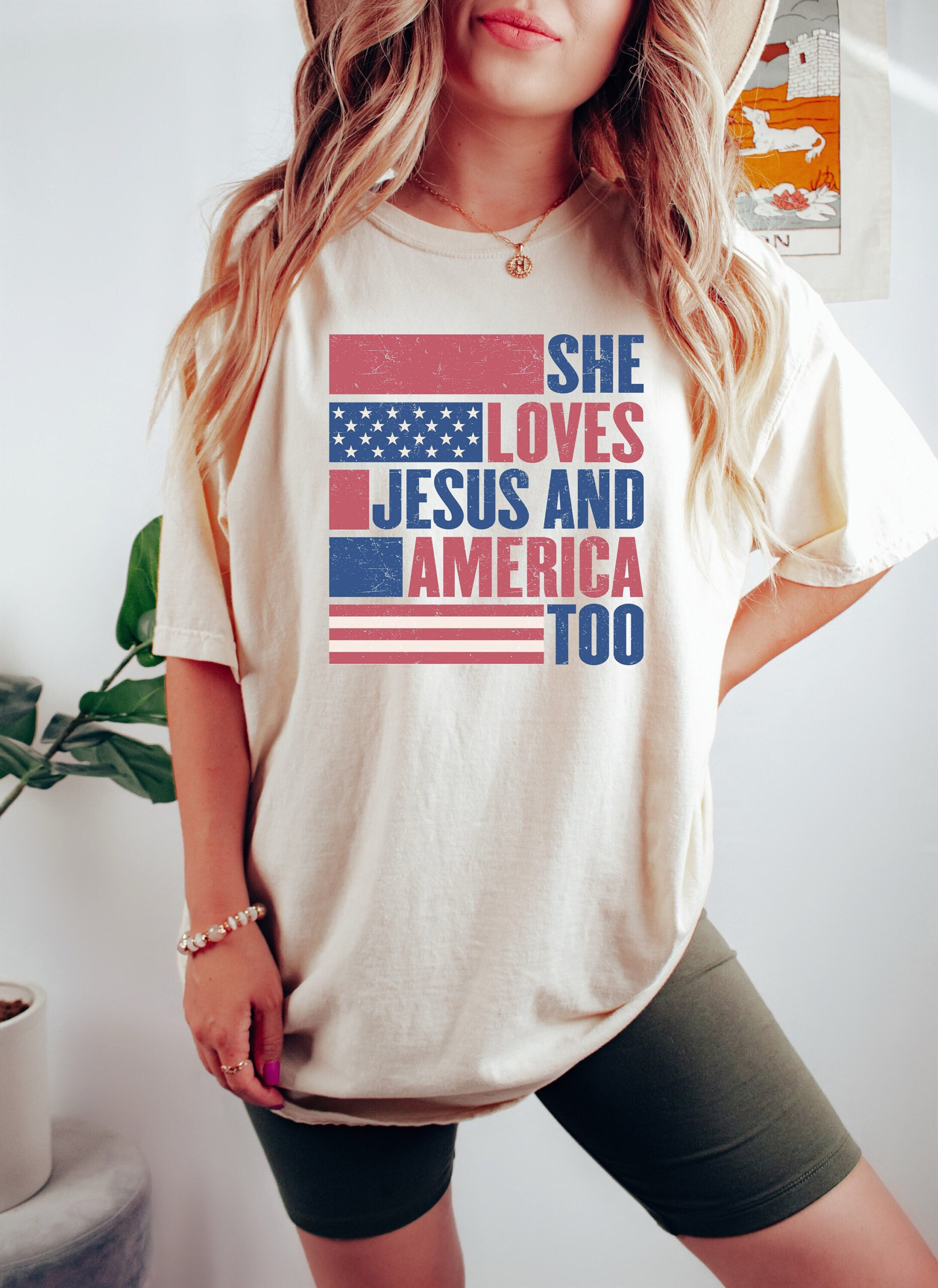 She Loves Jesus And America Too 4th Of July Independence Day Shirt She Loves Jesus And America Too 4th Of July Independence Day Shirt