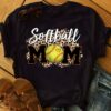 Softball Mom Leopard Funny Baseball Mother’s Day T Shirt