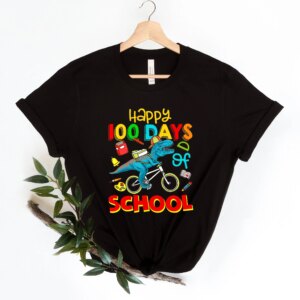 T-Rex Ride Bicycle 100 Days Back To School T Shirt